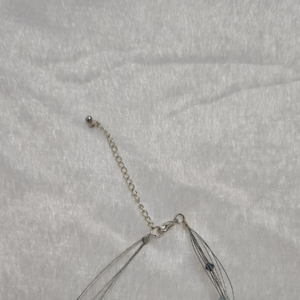 Multi-Strand Wired Blue Bead Statement Necklace - image 3